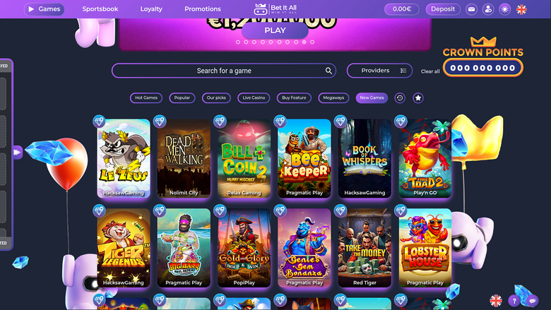 Bet It All Casino — Homepage