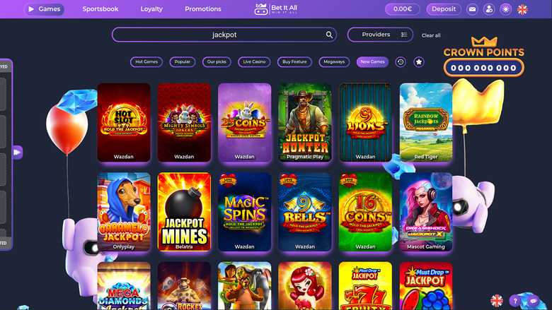 Bet It All Casino — Jackpot games