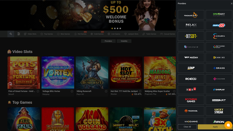 bet O bet Casino — Games by studio