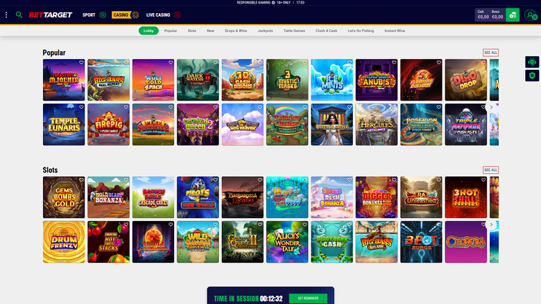 Bet Target Casino — Games lobby