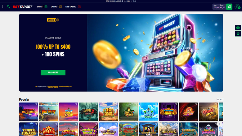 Bet Target Casino — Homepage