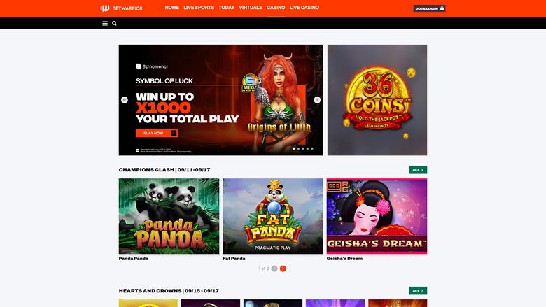 Bet Warrior — Games lobby