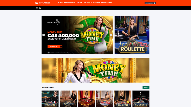 Bet Warrior — Live dealer lobby