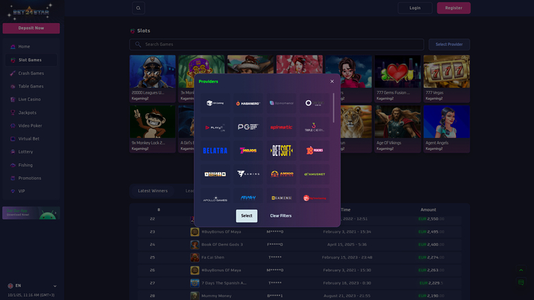 Bet24Star Casino — Games by studio