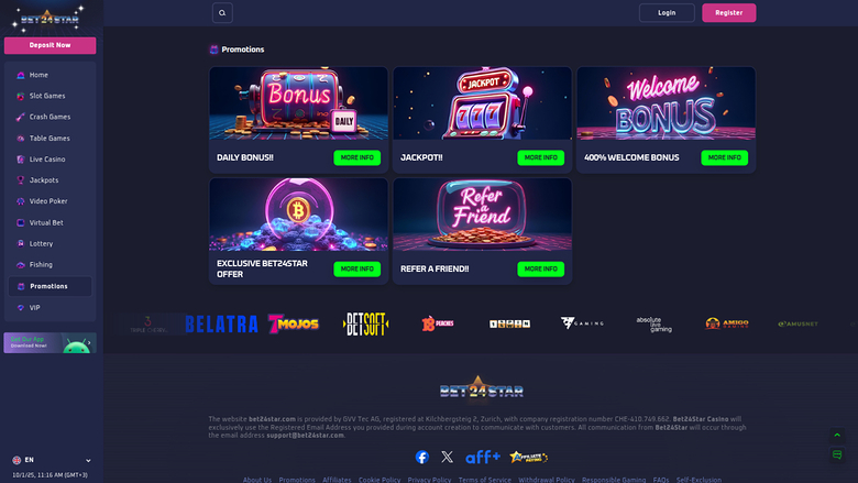 Bet24Star Casino — Promotions page