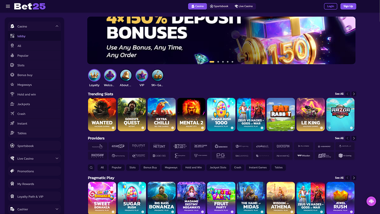 Bet25 Casino — Games lobby