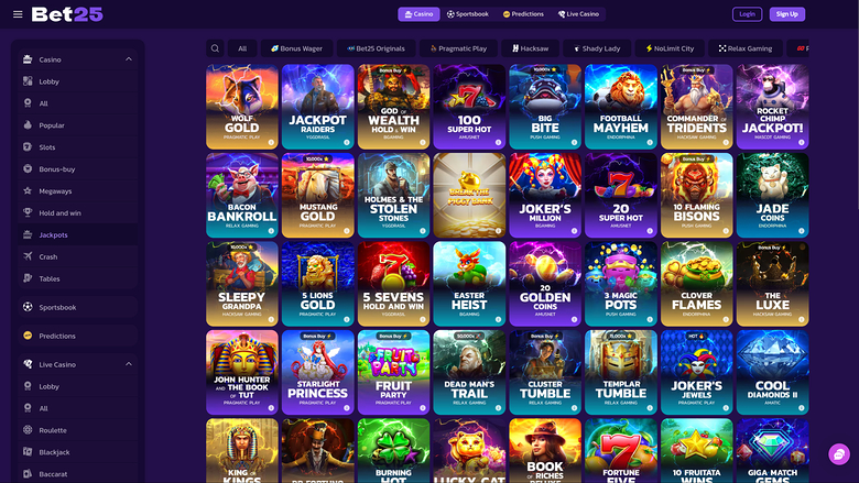 Bet25 Casino — Jackpot games