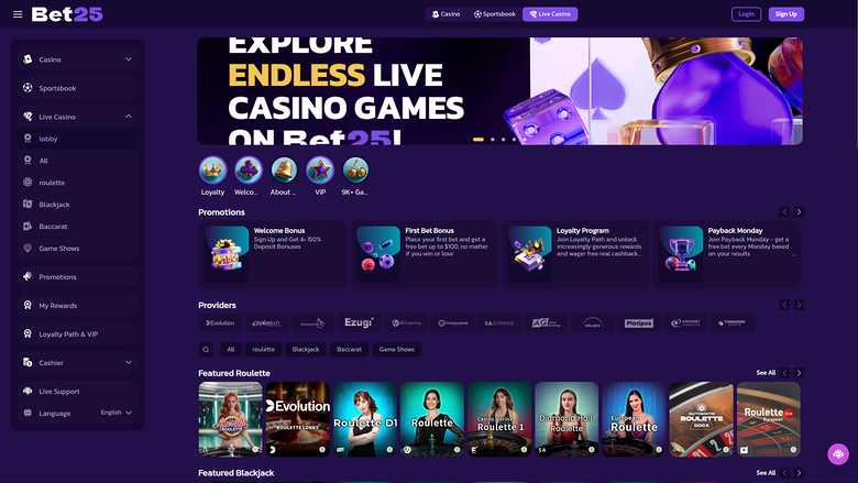 Bet25 Casino — Livedealer