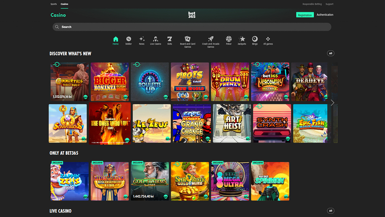 Bet365 Casino — Homepage