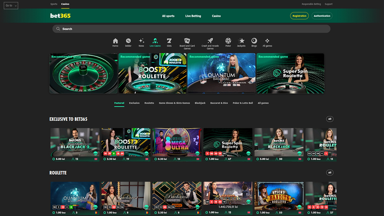 Bet365 Casino — Live dealer lobby