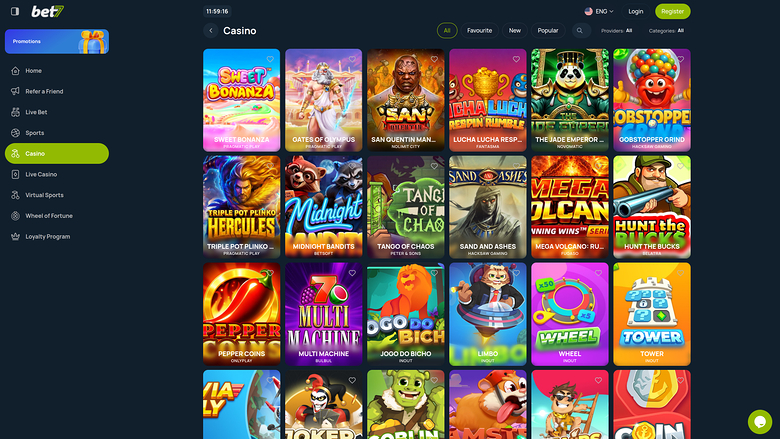 Bet7 Casino — Games lobby