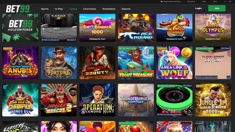 Bet99 Casino — Games lobby