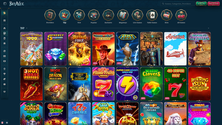 BetAlice Casino — Games lobby
