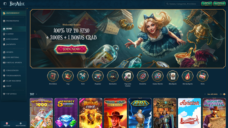 BetAlice Casino — Homepage