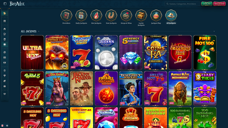 BetAlice Casino — Jackpot games