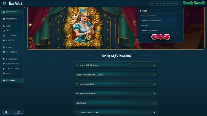 BetAlice Casino — VIP section