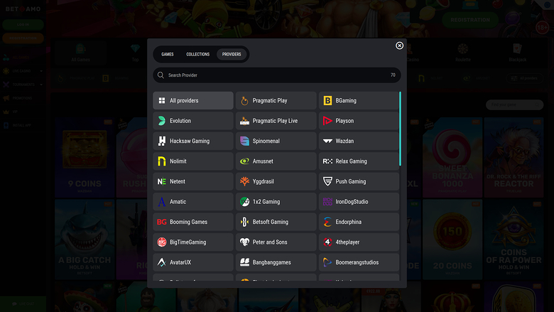 Betamo Casino — Games by studio