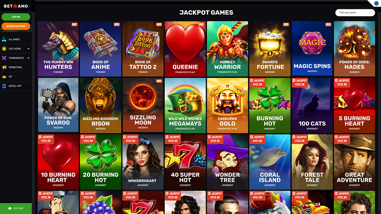 Betamo Casino — Jackpot games