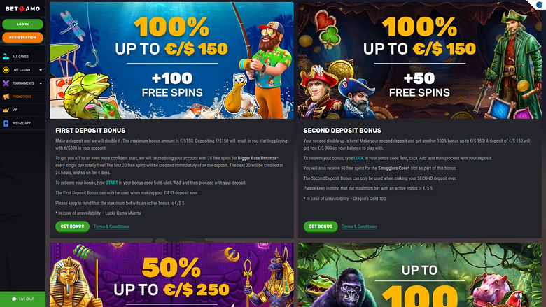 Betamo Casino — Promotions page