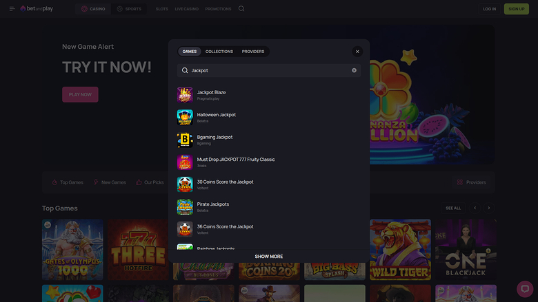 Betandplay Casino — Jackpot games