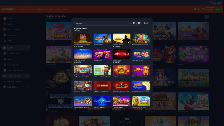 Betano Casino — Jackpot games