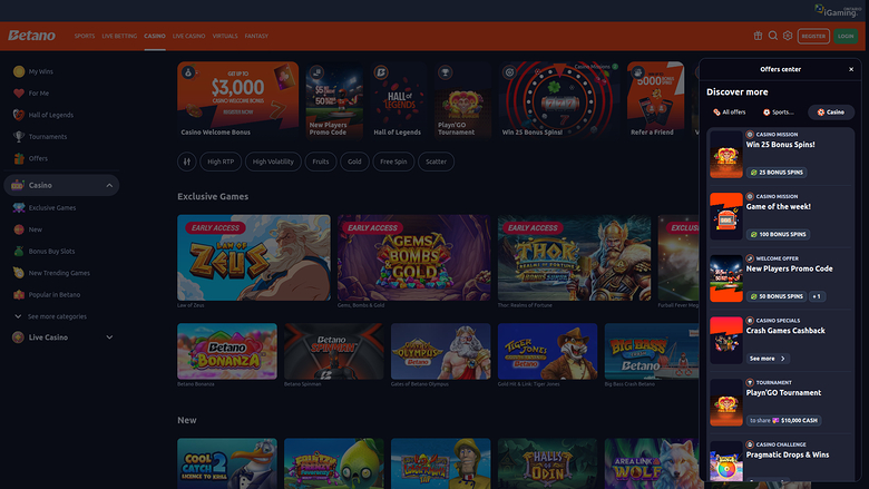 Betano Casino — Promotions page