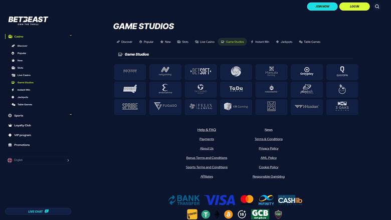 BetBeast — Games by studio