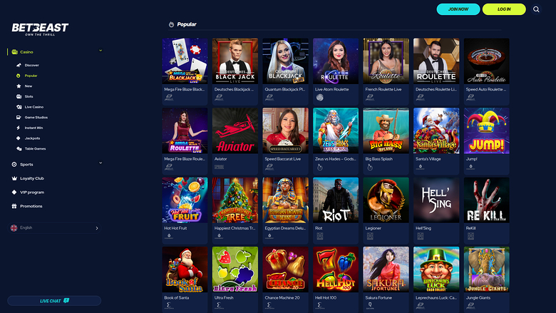BetBeast — Games lobby