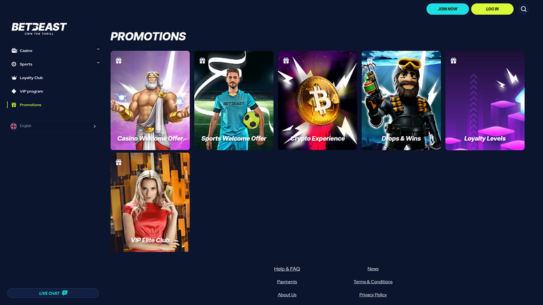 BetBeast — Promotions page
