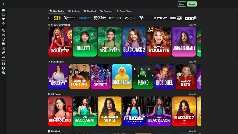 BetBlast Casino — Live dealer lobby