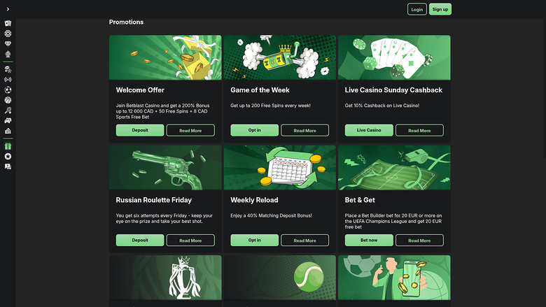 BetBlast Casino — Promotions page