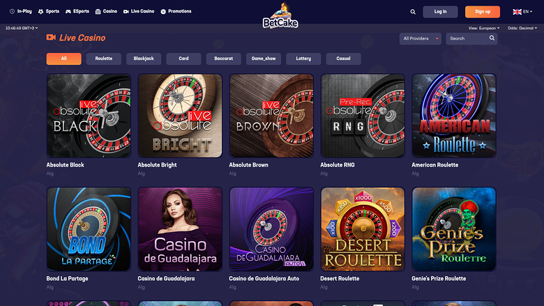 BetCake — Live dealer lobby