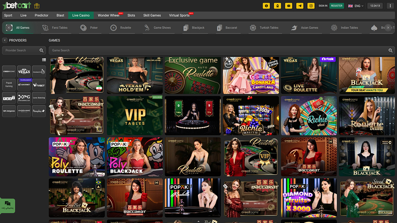 Betcart Casino — Live dealer lobby