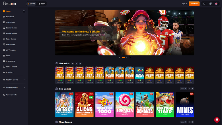 Betcoin Casino — Homepage