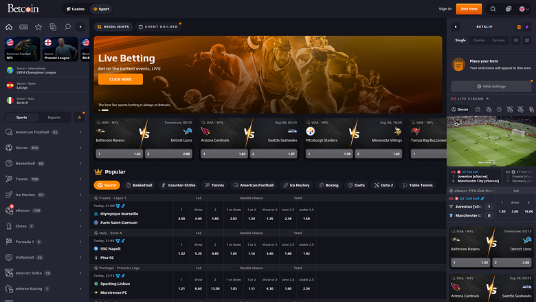 Betcoin Casino — Sportsbook