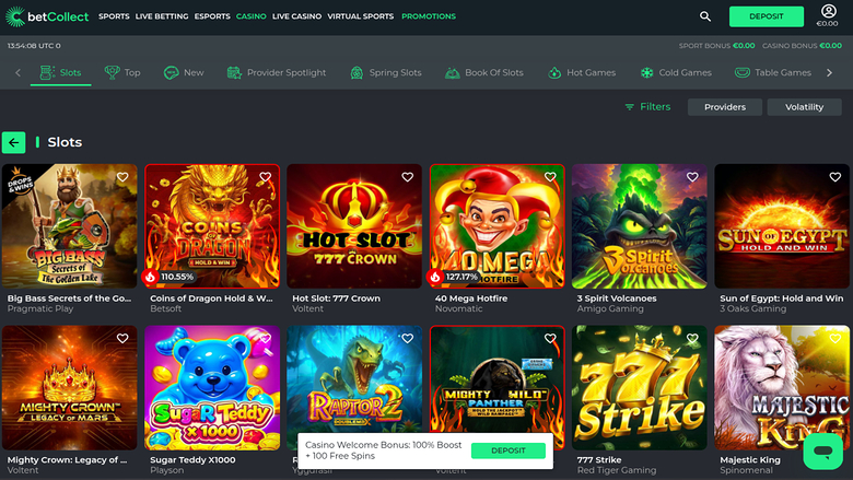 BetCollect Casino — Games lobby