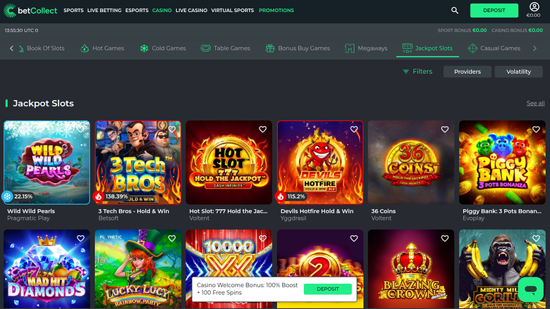 BetCollect Casino — Jackpot games