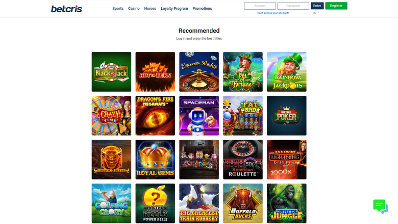 Betcris — Games lobby