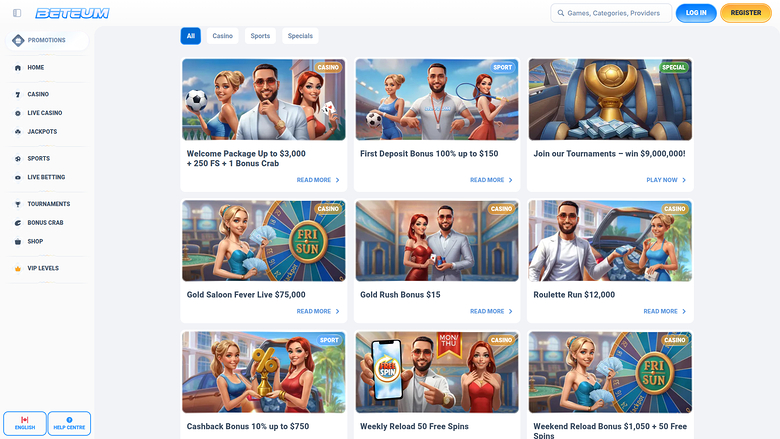 Beteum Casino — Promotions page