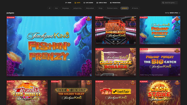 Betfair Casino — Jackpot games