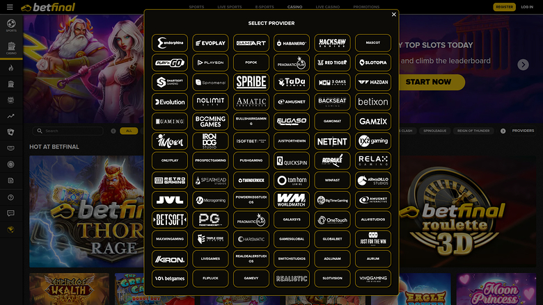 Betfinal Casino — Games by studio