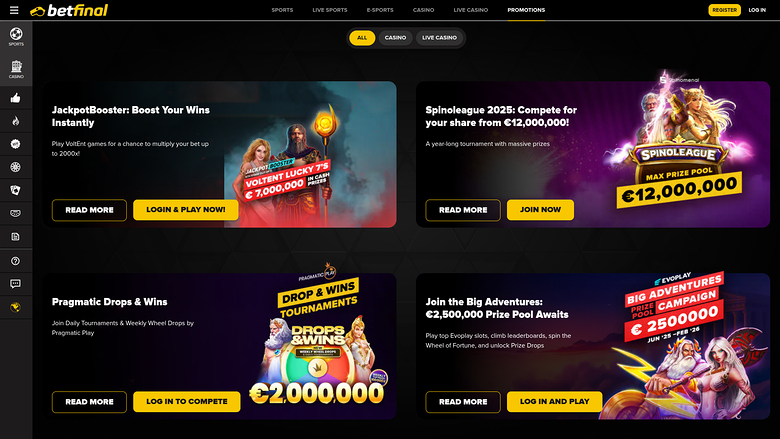 Betfinal Casino — Promotions page