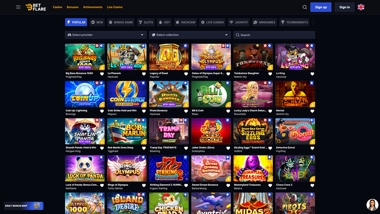 Betflare Casino — Games lobby