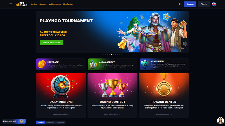 Betflare Casino — Homepage