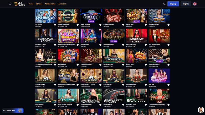 Betflare Casino — Live dealer lobby