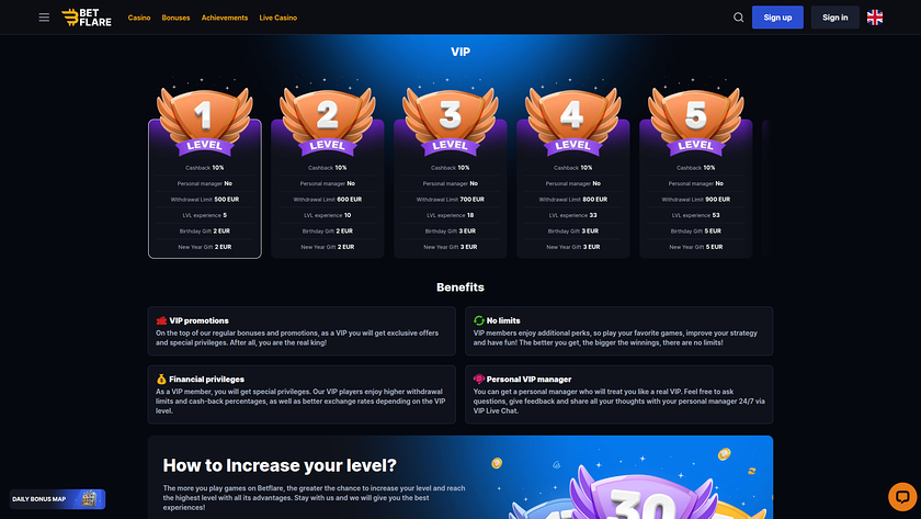 Betflare Casino — VIP section
