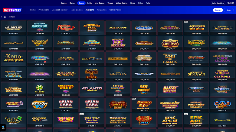 Betfred Casino — Jackpot games