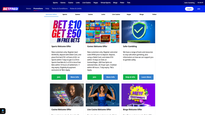 Betfred Casino — Promotions page