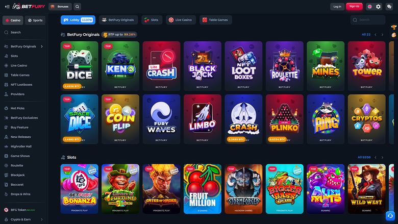 BetFury Casino — Games lobby