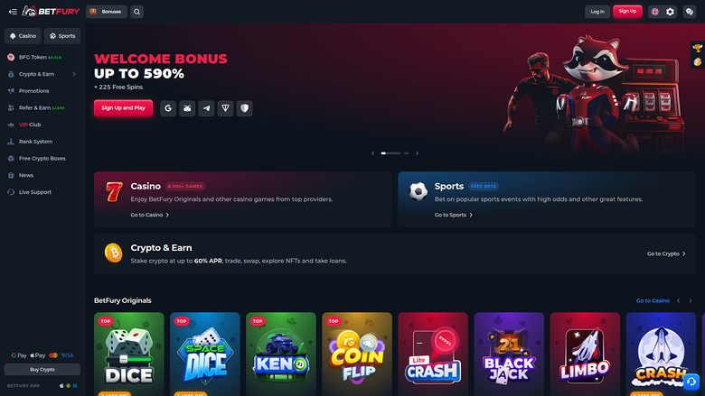 BetFury Casino — Homepage